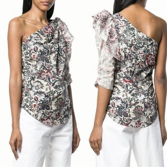 Isabel Marant Etoile Multicolor Floral One Shoulder Top, EUC - Picture 1 of 8